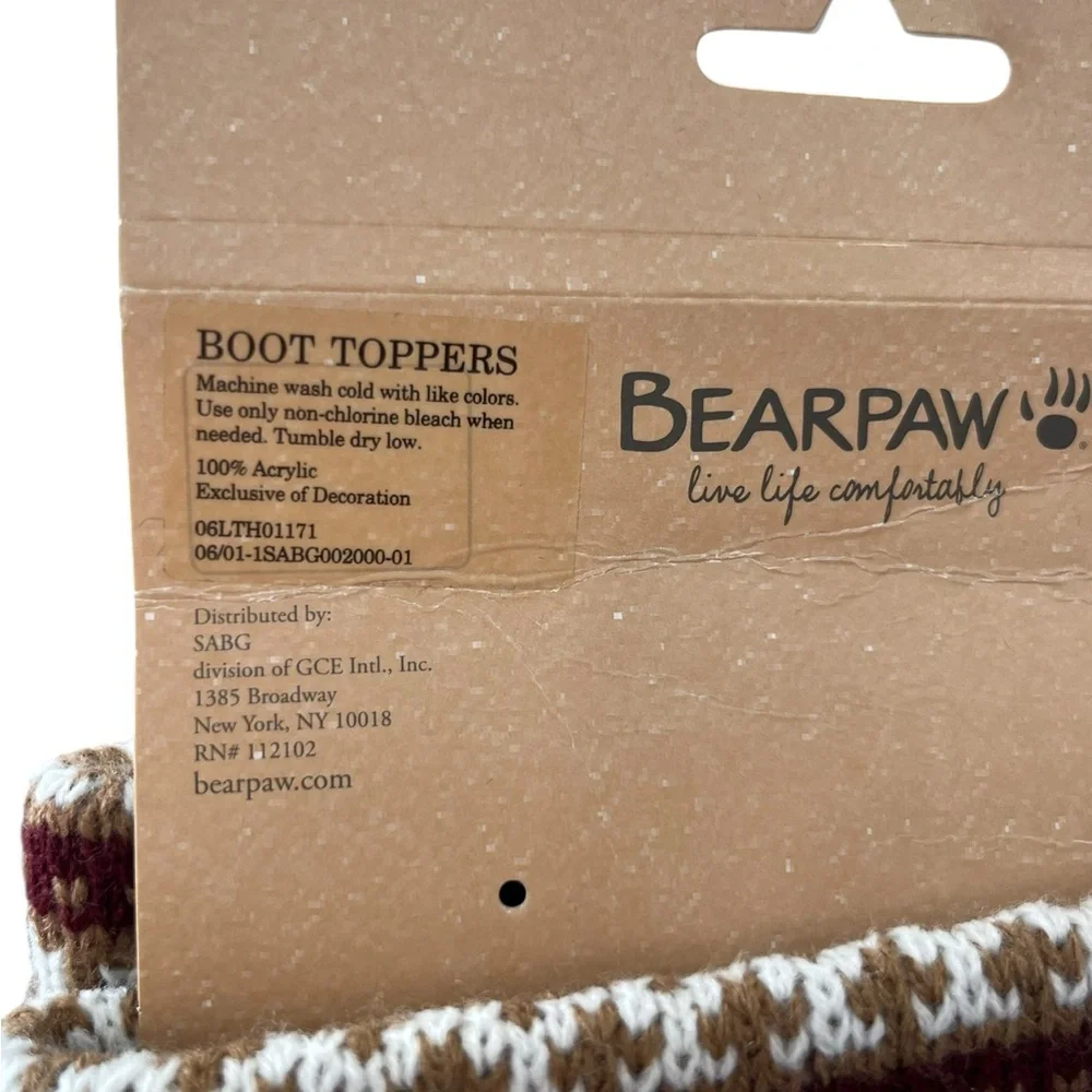 BEARPAW Fair Isle Knit Boot Toppers Fringe Winter Boot Cuffs OS NWT